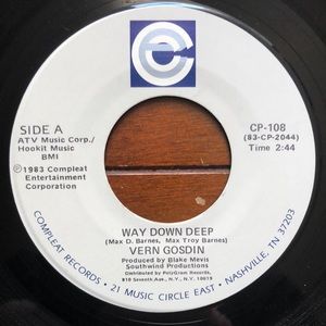 Vern Gosdin Way Down Deep Vinyl 45 Record '83